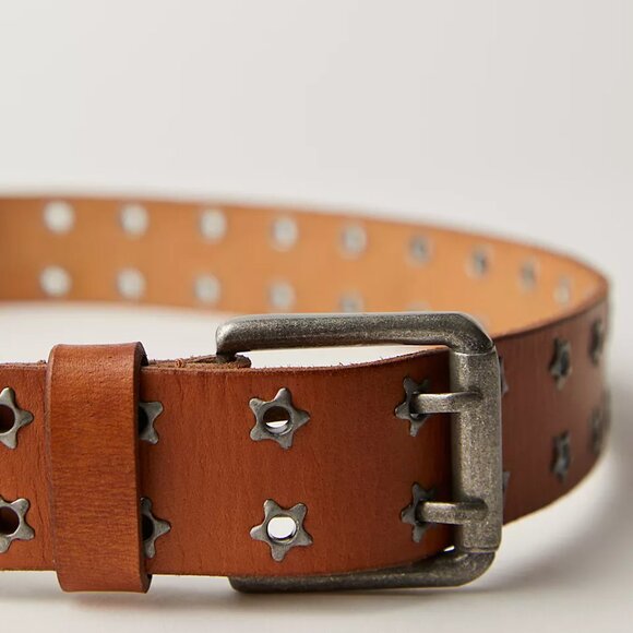 Free People Star Belt VIRGO Grommet Leather Color: Cognac M/L NWOT - Picture 3 of 9